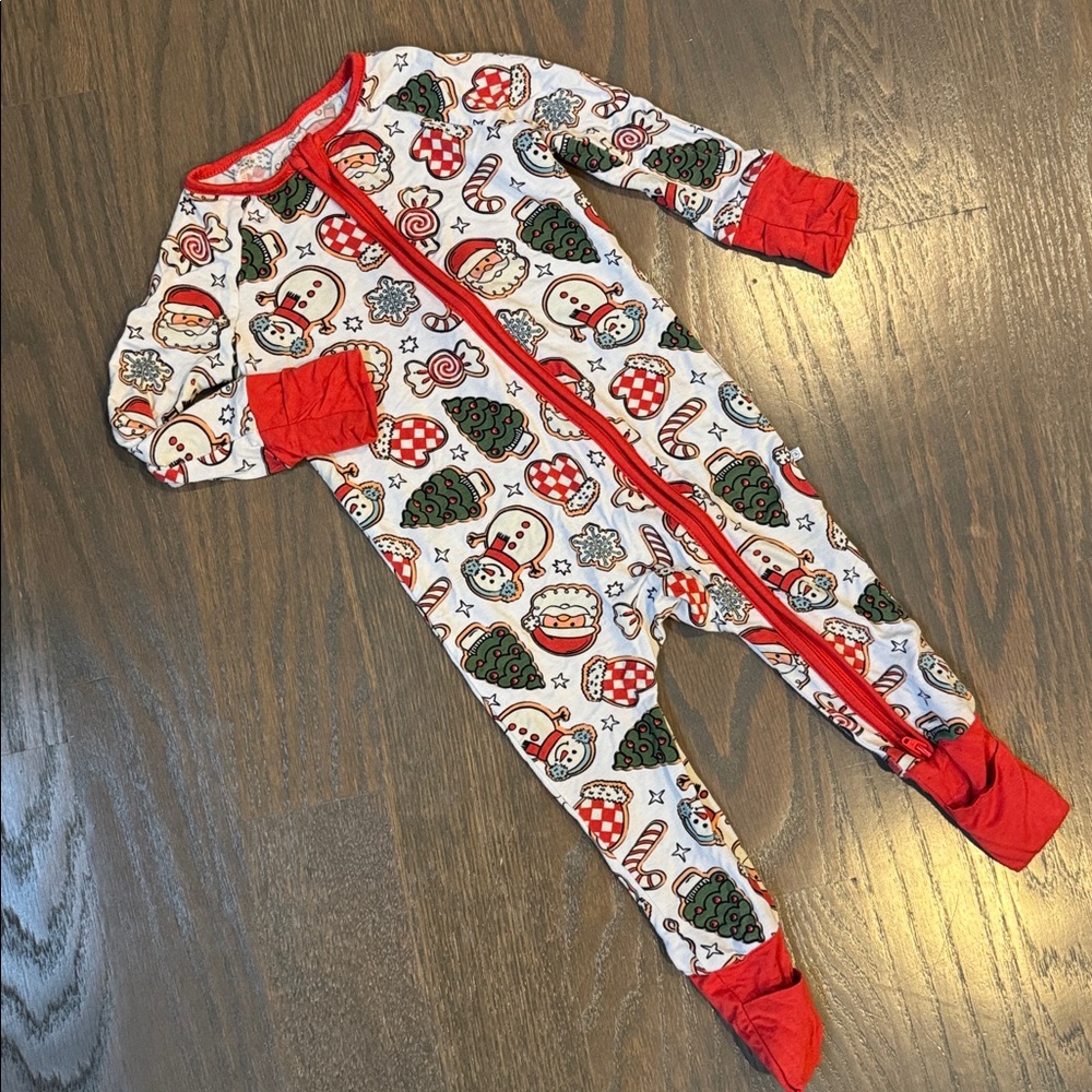 Caden Lane Santa's Cookies Convertible Zip Romper | 6-12 Months - Picture 3 of 5